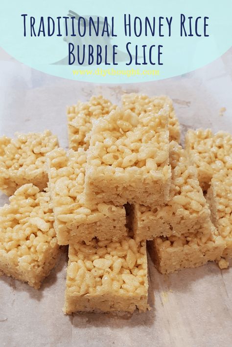 Rice Bubble Recipes, Honey Joys Recipe, Honey Joys, Rice Bubble Slice, Bubbles Recipe, Honey Rice, Recipe With Rice, Rice Bubbles, Krispie Treats Recipe