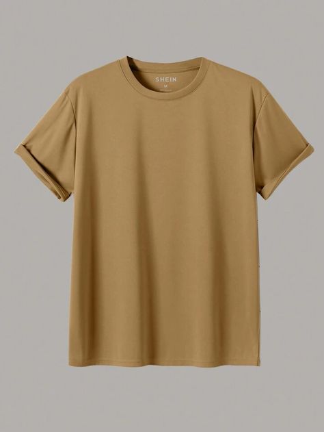 Men's Solid Color Round Neck Short Sleeve T-Shirt | SHEIN UK Tee Bag, My First Love, Round Neck Tees, Color Stone, Cami Tops, Mens Tees, Fashion Online Shop, All Fashion, Types Of Sleeves