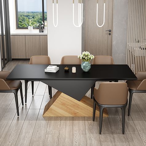 6~8 Seater Black Rectangular Dining Table Solid Wood Dinner Table Modern Black Dining Room Table, 8 Seater Dining Table Modern, Black Rectangular Dining Table, Modern Dining Table Black, Modern Dinner Table, Wood Dinner Table, Narrow Dining Tables, Dining Table Solid Wood, Dinning Table Set