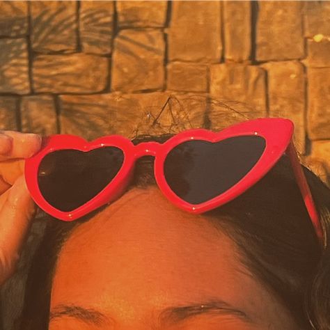 Sunglasses Aesthetic, Shaped Sunglasses, Heart Shaped Sunglasses, Red Heart, Sunglasses, Red