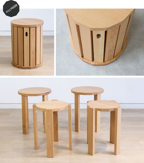 Wooden Stool Table, Small Stool Decor, Stackable Stool Table, Dynamic Furniture, Diy Small Stool Wood, Multifunctional Furniture Design, Japanese Stool Design, Stackable Stools Wood, Stool Side Table