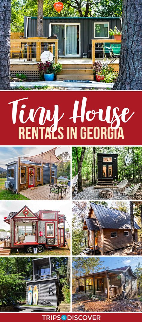 there are lots of tiny houses available for rent in Georgia for your next getawayc Cozy Tiny House, Tiny House Rentals, Tiny Houses For Rent, Best Tiny House, Tiny Houses For Sale, The Shift, Minimalist Lifestyle, Short Trip, Carbon Footprint