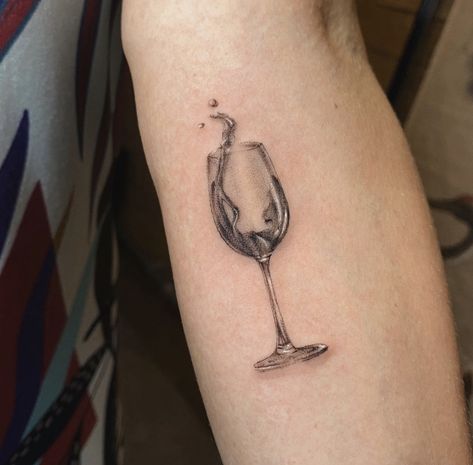 Glass Child Tattoo, Champagne Glass Tattoo, Champagne Tattoo, Wine Glass Tattoo, Wine Tattoo, Glass Tattoo, Bestie Tattoo, Knife Tattoo, Laser Removal