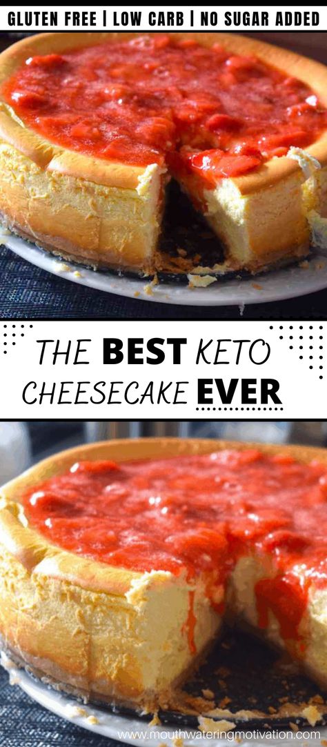 keto cheesecake with strawberry sauce Best Keto Cheesecake, Dinner Recipes Healthy Low Carb, Healthy Low Carb Snacks, Low Carb Low Fat Recipes, Keto Lasagna, Postre Keto, Low Carb Cheesecake, Low Carb Low Sugar, Best Low Carb Recipes