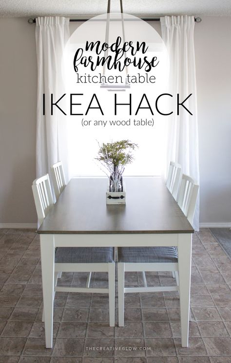 Ikea Dining Room Table Hack, Diy Ikea Dining Table, Ikea Kitchen Table Makeover, Ikea Kitchen Table Hack, Diy Modern Kitchen Table, Ingatorp Table Hack, Ikea Dining Table Makeover, Ingatorp Table Ikea, Ikea White Dining Table