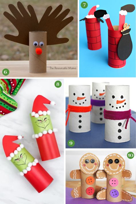 Christmas Crafts With Toilet Paper Rolls, Christmas Toilet Paper Roll Crafts, Grateful Turkey, Paper Roll Crafts For Kids, Classroom Christmas Crafts, Cardboard Tube Crafts, Holiday Art Projects, Christmas Toilet Paper, Christmas Main