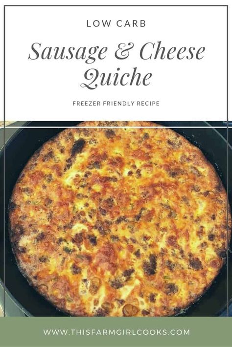 If you're looking for a low carb hearty breakfast or dinner, make my Crustless Sausage and Cheese Quiche!!! Even better, it can be made as a freezer meal! Sausage And Cheese Quiche, Sausage Quiche Recipes, Quiche Recipes Crustless, Cheese Quiche Recipe, Sausage Quiche, Breakfast Quiche Recipes, Quiche Recipes Easy, Cheese Quiche, Breakfast Quiche