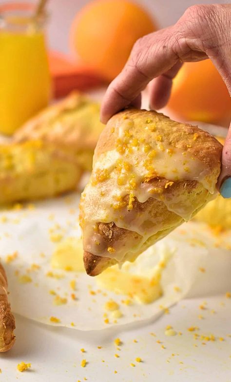 These orange scones are fluffy, easy orange American scones made from fresh oranges, but with no eggs, no dairy and in under 30 minutes. Easy Orange Scones Recipe, Orange Juice Scones, Mandarin Orange Scones, Ways To Use Up Oranges, Recipes With Cuties Oranges, Recipes Using Fresh Oranges, Recipes With Fresh Oranges, Fresh Orange Recipes, Leftover Oranges