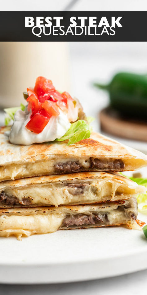 steak quesadillas Steak Quesadilla Recipe, Steak Quesadilla Recipes, Steak Quesadillas, Steak Quesadilla, Quesadilla Recipe, Easy Steak, Dinner With Ground Beef, Ground Beef Recipes Easy, Ground Beef Recipes For Dinner