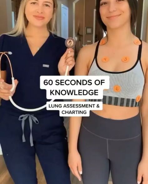 Nurse Thing on Instagram: “@stephaneebeggs Auscultating lung sounds! Let’s look at how to auscultate anddd the best way to chart this assessment! Stethoscope:…” Lung Auscultation Landmarks, Lung Sounds Cheat Sheet, Lung Sounds Nursing, Lung Auscultation, Auscultating Lung Sounds, Best Stethoscope, Nursing Videos, Lung Sounds, Heart And Lungs