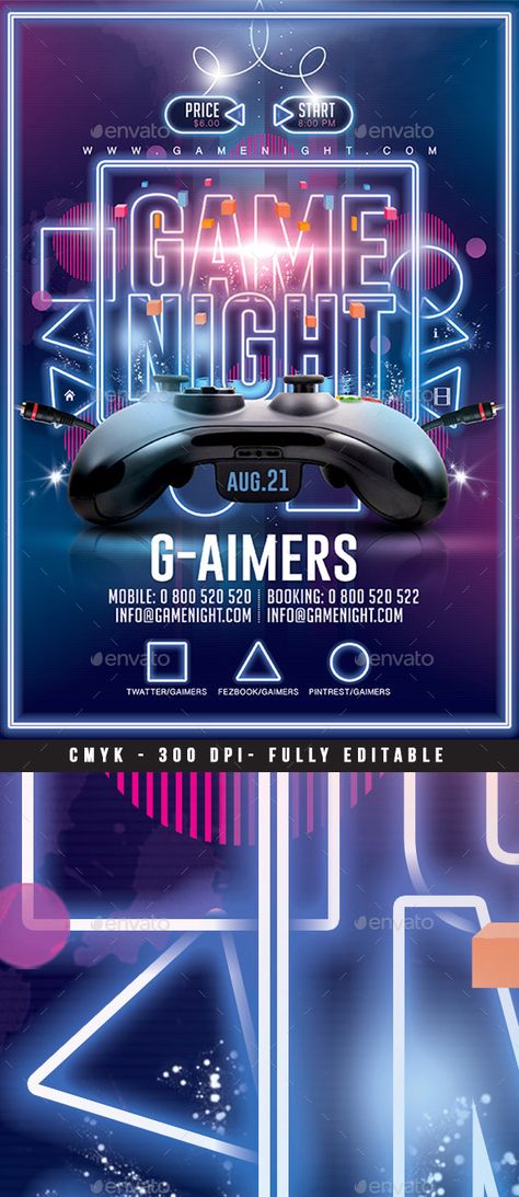 Game Night Flyer Gaming Advertising Design, Video Game Flyer Design, Gaming Competition Poster, Game Show Poster Design, Gaming Event Poster, Game Promotion Design, Game Advertising Design, Gaming Design Poster, Game Night Flyer Design