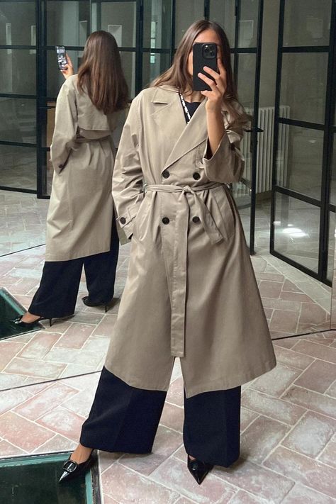 LONG BELTED TRENCH COAT - Beige | ZARA United States Long Trench, Long Trench Coat, Belted Trench Coat, Cardigan Sweater Dress, Stockholm Fashion, Leather Shirt, Blazer And Shorts, T Shirt Vest, Skorts