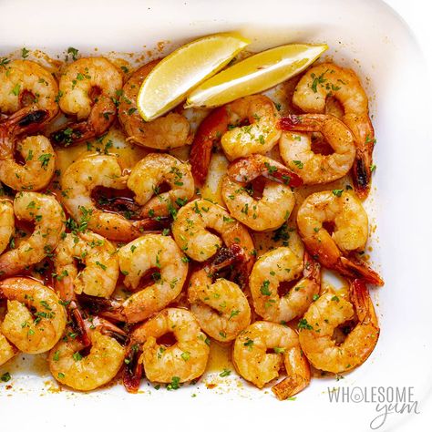 Baked Shrimp (Easy Recipe) - Wholesome Yum Bake Shrimp In Oven, Oven Baked Shrimp Recipes, Shrimp Butter, Oven Baked Shrimp, Easy Baked Shrimp, Shrimp In The Oven, Baked Shrimp Recipes, Wholesome Yum, Stuffed Shells Recipe