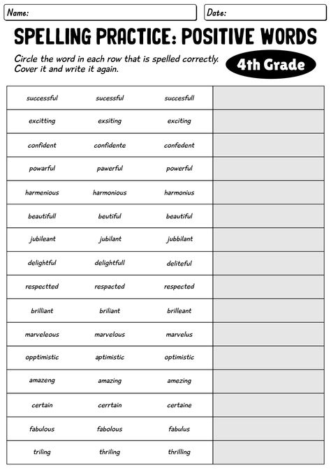 4th Grade Spelling Worksheets Practice 4th Grade Spelling Words, Spelling Practice Activities, 5th Grade Spelling, 4th Grade Reading Worksheets, 4th Grade Spelling, Spelling Word Practice, 3rd Grade Spelling, Spelling Homework, Spelling Words List