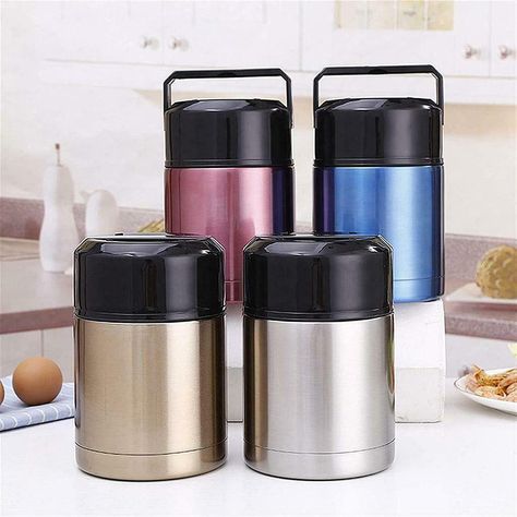 Store Home | Home, Furniture & DIY | Toys & Games | Clothes, Shoes & Accessories | Business, Office & Industrial | Dolls & Bears | Garden & Patio Stainless Steel Food Thermal Flask Wide Mouth Lunch Box with Handle Lid Description: Premium Food Container - The sweat-proof lunch box is made of high quality 304 stainless steel BPA,phthalates lead and PVC free.Durable stainless steel interior and exterior are perfect for your healthy meal plan. Insulated Food Flask - Double wall vacuum insulation te Food Flask, Thermal Flask, Box With Handle, Soup Containers, Hot Food, Premium Food, Lunch Containers, Food Jar, Beauty Crafts