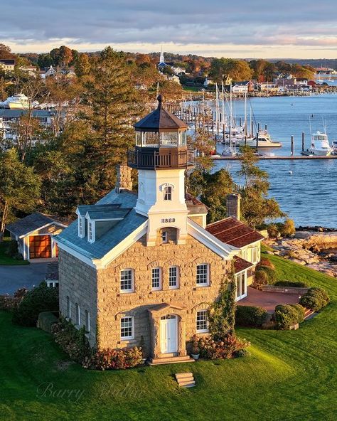 Things to Do in Connecticut | Morgan point Lighthouse during sunrise in Noank, Connecticut, USA. | Facebook Fall In Connecticut, Things To Do In Connecticut, New England Lighthouses, Connecticut, Lighthouse, New England, Things To Do, Tower, History