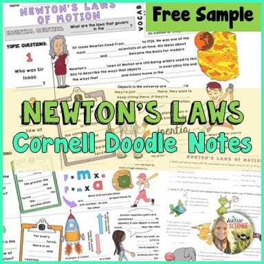 Newton's Laws of Motion Cornell Doodle Notes Sampler Download Cornell Doodle Notes, Newton's Laws Of Motion, Newton's Laws, Newtons Laws Of Motion, Laws Of Motion, Newtons Laws, Doodle Notes, Motion, Bullet Journal