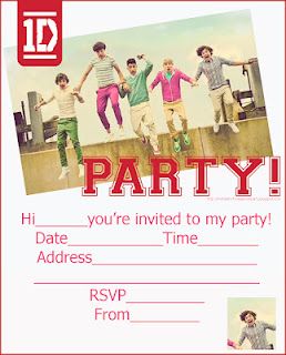 ONE DIRECTION - 1D - INVITATIONS FOR GENERAL BIRTHDAY  PARTY THAT YOU PRINT AND PERSONALISE WITH THE DETAILS OF YOUR OWN PARTY One Direction Party, One Direction Birthday, One Direction Drawings, Sleepover Invitations, Free Printable Birthday Invitations, One Direction Photos, Party Invitations Printable, One Direction Memes, One Direction Pictures