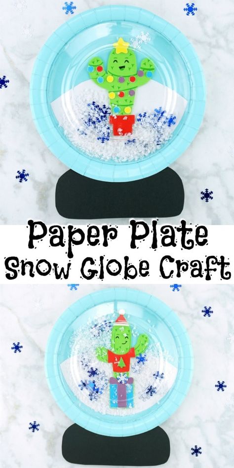 Paper Plate Snow Globe, Snow Globe Craft, Snow Crafts, Snow Globe Crafts, Globe Crafts, Christmas Crafts For Kids To Make, Winter Crafts For Kids, Paper Plate Crafts, Preschool Christmas