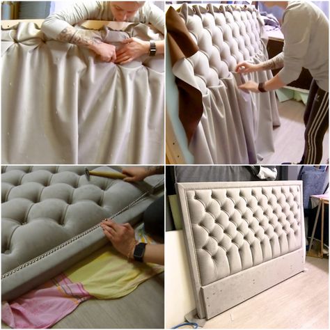 Make A Padded Headboard, Tufted Headboard Bedroom, Diy Tufted Headboard, Diy Bed Headboard, Headboard Tutorial, Diamond Tufted Headboard, Diy Headboard Upholstered, Shoelace Patterns, Kitchen Remodel Inspiration