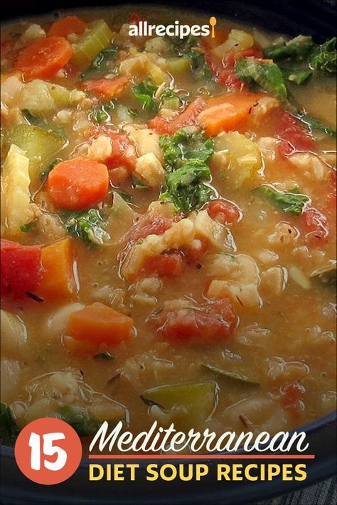 Mediterranean Minestrone Soup Recipe, Chicken Soup Mediterranean, Meditrainian Soup, Soups On Mediterranean Diet, Mediterranean Diet Stew Recipes, Mediterranean Diet Potato Soup, Meditterean Diet Soup Recipes, Mediterranean Fish Soup, Crockpot Mediterranean Soup Recipes