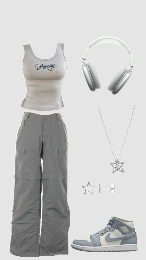 #outfit #outfitinspo #outfitideas #cargo #cargopants #tanktop #casual #casualoutfit Gray Cargo Pants Outfit, Gray Cargos, Cargo Outfit Ideas, Cargo Outfits, Cargo Outfit, School Outfit, Cargo Pants, Outfit Ideas, Casual Outfits