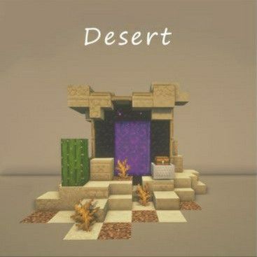 By SheraNom Desert Enchanting Room Minecraft, Desert Nether Portal Design, Desert Portal Minecraft, Minecraft Desert Nether Portal, Dessert Minecraft Build, Desert Nether Portal, Minecraft Desert Building Ideas, Minecraft Dessert Build, Minecraft Desert Base