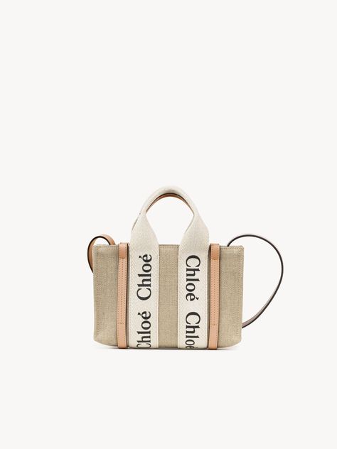 Chloe Logo, Alphabet Necklace, Sustainable Leather, Linen Canvas, Mini Tote Bag, Linen Bag, Mini Tote, Small Leather Goods, White Bag