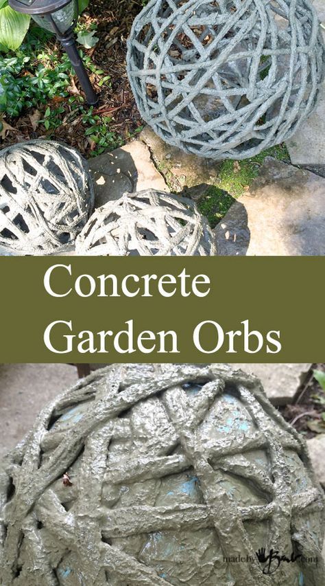 Make your own Concrete Garden Orbs with this DIY tutorial. Inflatable molds and cement dipped fabric and yarn make this an easy garden decor. Concrete Balls, Garden Orbs, Do It Yourself Decoration, Diy Concrete Planters, Cement Garden, Garden Balls, Cement Diy, Concrete Diy Projects, Garden Wallpaper