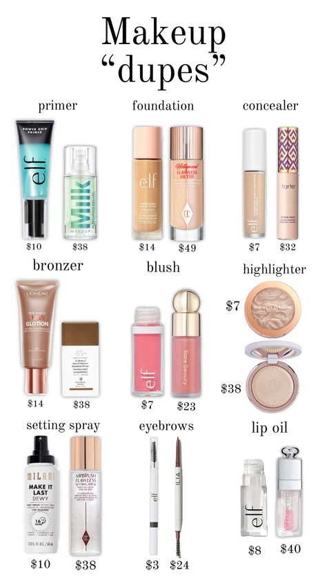 #makeup #makeupdupes #makeupproducts #dupesssss #beauty #beautyproducts Makeup Routine Guide, Preppy Makeup, Makeup Bag Essentials, Simple Makeup Tips, Sephora Skin Care, Brown Skin Makeup, Makeup Help, Easy Makeup Tutorial, Cheap Makeup