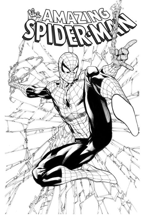 Spider-Man by Robert Atkins Spiderman Pics, Drawing Avengers, Spiderman Printables, Spiderman Comic Covers, Spiderman Comic Books, Spiderman Tattoo, Superhero Coloring Pages, Spiderman Coloring, Superhero Coloring