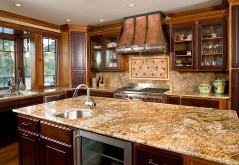 Sealing Granite Countertops, Cleaning Granite Countertops, Granite Kitchen Counters, How To Clean Granite, Brown Kitchen Cabinets, Outdoor Kitchen Countertops, Marble Countertops Kitchen, Diy Terrarium, Countertop Colours