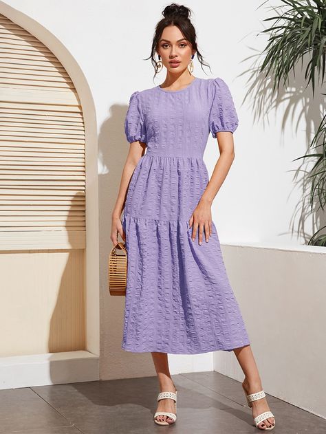 Crinkle Dress, Kalamkari Dresses, Ikkat Dresses, Casual Chic Summer, Frock Patterns, Frock For Women, Modest Dresses Casual, Lavender Dresses, Western Dresses