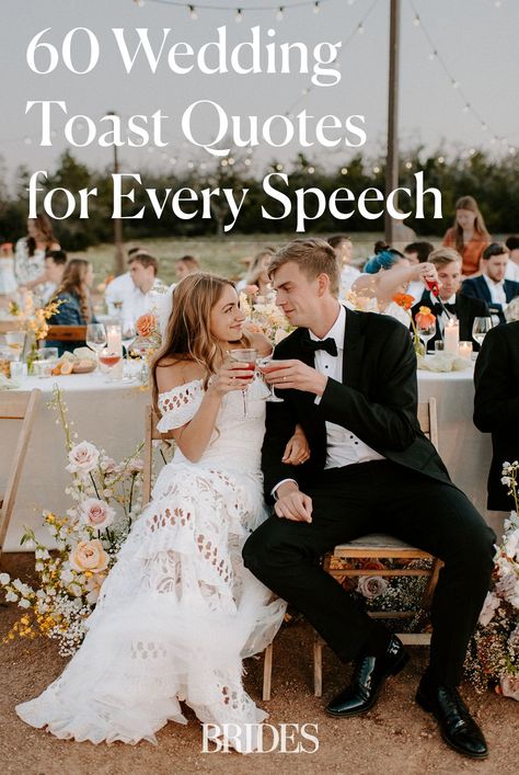 If you’re not sure where to start with writing a wedding toast, we’re here to help. Get inspired with these 60 memorable wedding toast quotes. // Photo: Peyton Byford Irish Wedding Toast Funny, Toast Ideas For Wedding, Short Wedding Toast Quotes, Toast Speech Wedding, Engagement Toasts Speech, Mother Of The Bride Toast, Toast For Wedding, Wedding Toast Ideas, Irish Wedding Toast