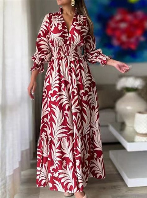 Sukienki Plus Size, Bohemian Flower, Sleeve Maxi Dress, Flounce Sleeve, Vestido Casual, Long Sleeve Maxi, Dress Maxi, Long Maxi, Hem Dress