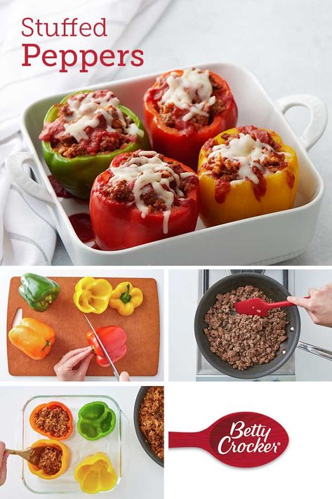 Top Pins Today, Betty Crocker Stuffed Peppers, Filled Peppers, Crockpot Party, Bell Peppers Stuffed, Slow Cooker Stuffed Peppers, Stuffed Peppers Recipe, Pepper Recipe, Beef Ground