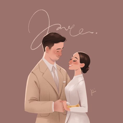 Love (wedding portrait) on Behance Vintage Wedding Illustration, Wedding Illustration Couple, Wedding Illustration Card, Couple Illustration Wedding, Portraits Illustrés, Illustrated Wedding Invitations, Wedding Drawing, L'art Du Portrait, Custom Portrait Illustration