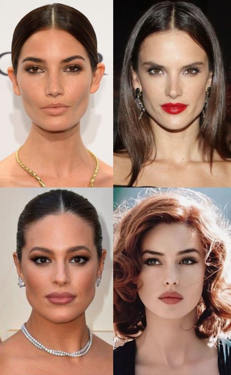 lily aldrige, alessandra ambrosio, ashley graham, and monica bellucci headshots Dramatic Essence Face, Classic Essence Makeup, Classic Essence Kitchener, Dramatic Romantic Style, Classic Style Essence, Classic Archetype, Kitchener Essence, Ethereal Classic, Dramatic Essence