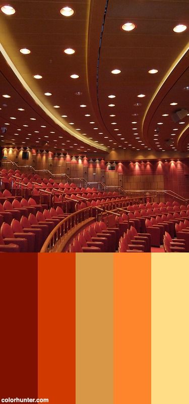 Pretty Lights In The Princess Theater Color Scheme Theater Color Palette, Foyer Colors, Theatre Inspiration, Cinema Colours, Home Theater Decor, Red Colour Palette, Gold Color Scheme, Beach House Style, Room Color Schemes