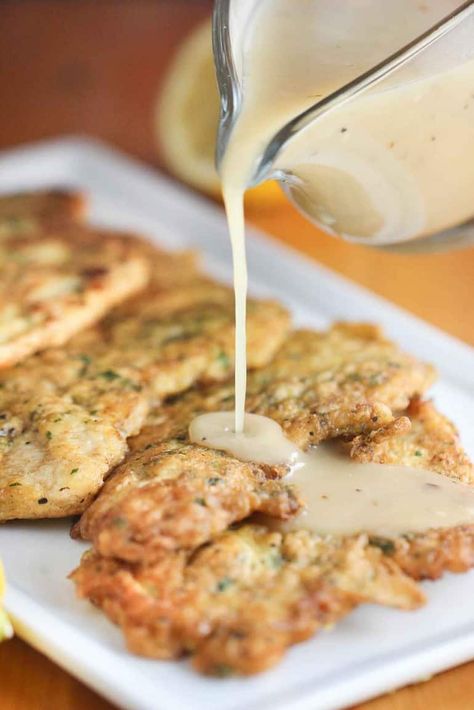 Chicken Francese Recipe, Chicken Francese, Cream Gravy, Chicken Entrees, Turkey Dishes, Gravy Recipe, Chicken Main Dishes, Chicken Fried, Recipe Chicken