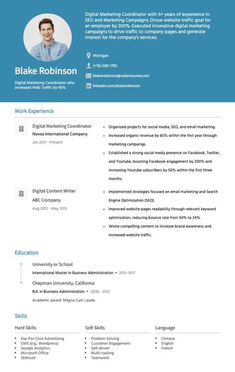 digital marketing resume example Digital Marketing Resume Fresher, Cv For Digital Marketer, Social Media Manager Resume, Digital Marketing Resume, Resume No Experience, Marketing Resume, Marketing Hacks, Digital Marketing Manager, Job Resume Template