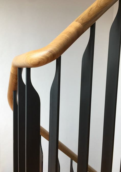 Interior Handrails, Timber Handrail, Balustrade Design, Cantilever Stairs, Historical London, Steel Balustrade, Exposed Ceilings, Staircase Railing Design, Handrail Design