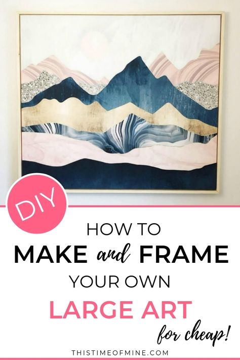 Do you want a large piece of art without the hefty price tag? Check out this DIY tutorial to see exactly how you too can make and frame your own large wall art without having to spend a fortune. Wall art | wall tapestry | framed canvas | oversized art | budget decorating #diy #diytutorial #diyart #thistimeofmine Large Canvas Art Diy, Diy Large Wall Art, Budget Decorating, Decorating Diy, Oversized Art, Diy Art Projects, Large Canvas Art, Piece Of Art, Abstract Canvas Painting