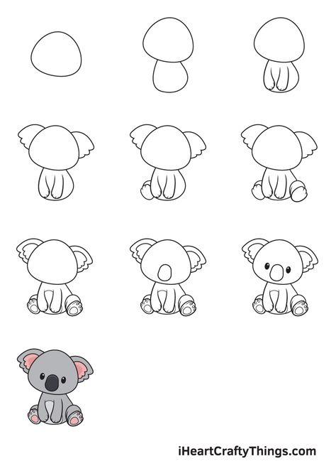 How to Draw Animals – Step by Step Guide Trin For Trin Tegning, Koala Drawing, Cartoon Template, Beautiful Pencil Drawings, Easy Animal Drawings, Animals Drawing, Easy Animals, Draw Animals, Animal Doodles