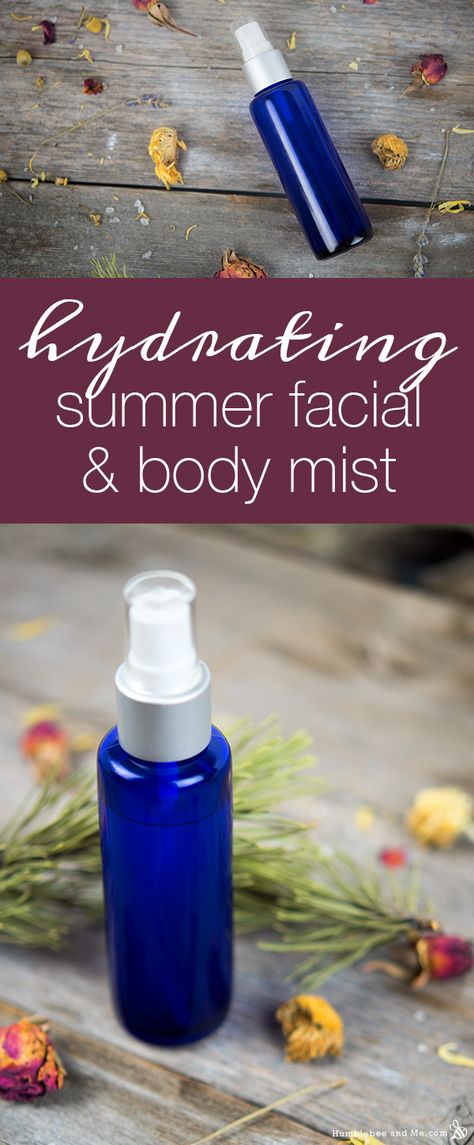 Hydrating Summer Facial and Body Mist Recipe Body Mist Diy, Diy Face Mist, Diy Body Spray, Skin Cleanser Diy, Diy Moisturizer, Face Spray, Natural Beauty Diy, Hydrating Mist, Diy Facial