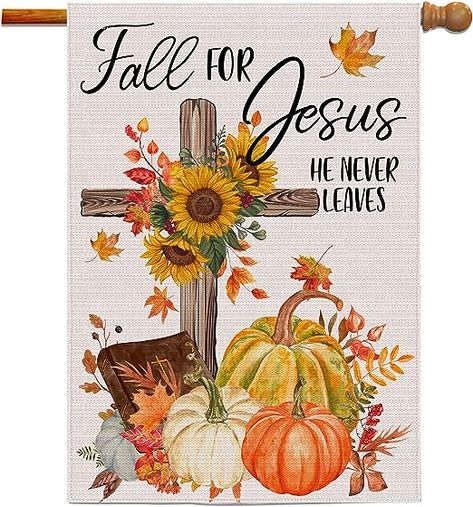 Amazon.com : Hexagram Welcome Fall Garden Flag, Outdoor Fall Decor, Double Sided Burlap Fall Crucifix Pumpkin Sunflower Yard Flags, Autumn Fall Outside Farmhouse Decorations Fall for Jesus Garden Flags(28"x40") : Patio, Lawn & Garden Harvest Decorations For Church, Fall House Flags, Decorative Flags Outdoor, Fall For Jesus, Fall Garden Flag, Farmhouse Holiday, Fall Outdoor Decor, Flag Art, Religious Cross