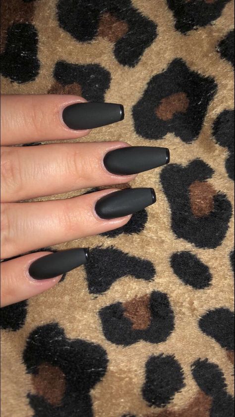 Matte Black Ballerina Nails, Black Matte Shiny Tips, Black Matte Sparkle Nails, Matte Black Nails With Glossy Tips Coffin, Matte Black French Tip Nails Coffin, Matte Black With Glossy Tips, Matte Black Coffin Acrylic Nails, Black French Tip Nails Coffin Short, Black Matte And Gloss Nails