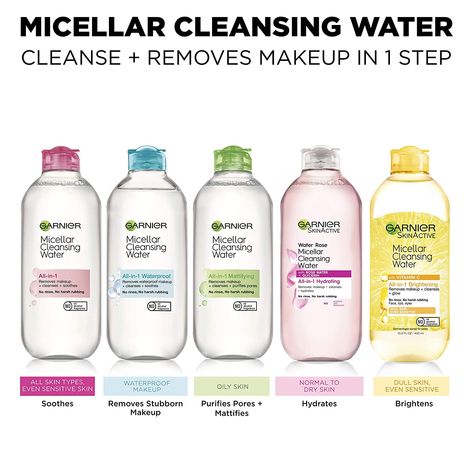 Garnier Micellar Water, Garnier Micellar Cleansing Water, Oily Skin Makeup, Remove Skin Tags Naturally, Sensitive Skin Makeup, Diy Makeup Remover, Garnier Skinactive, Dry Skin Makeup, Garnier Micellar