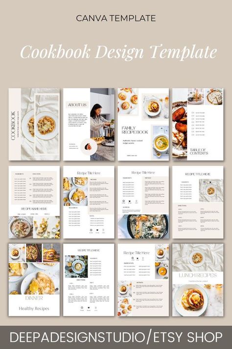 Canva Recipe Book, Digital Cookbook Design, Recipe Design Graphic, Cook Book Design Layout, Cook Book Design Diy, Recipe Book Design Diy, Book Content Design, Cooking Book Design, Recipe Book Layout