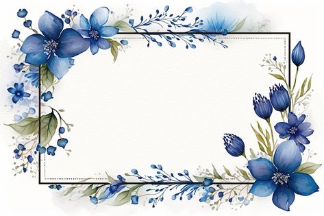 Photo blue watercolor flowers frame back... | Premium Photo #Freepik #photo #floral-border #floral-frame #floral-circle #flower-border Floral Border Design Frames, Flowers Frame Background, Blue Flower Frame, Blue Border Design, Blue Flower Border, Flora Frame, Blue Watercolor Flowers, School Scrapbook Layouts, Flower Frame Png